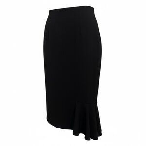 Black Below Knee Straight in Front Mermaid Back Skirt